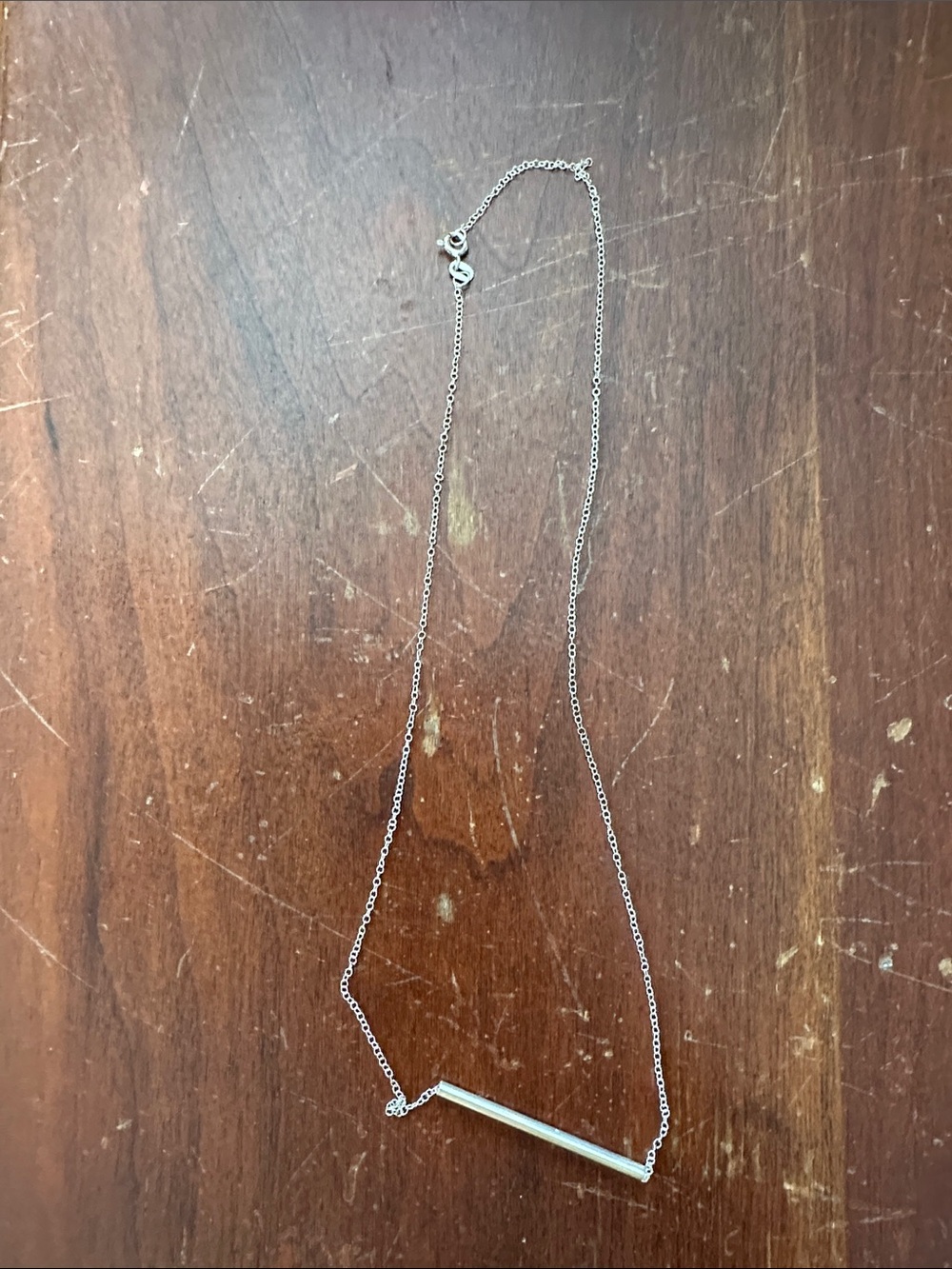 Avon Silver ‘Balance’ Bar Pendant Necklace - Sleek Silver Tone